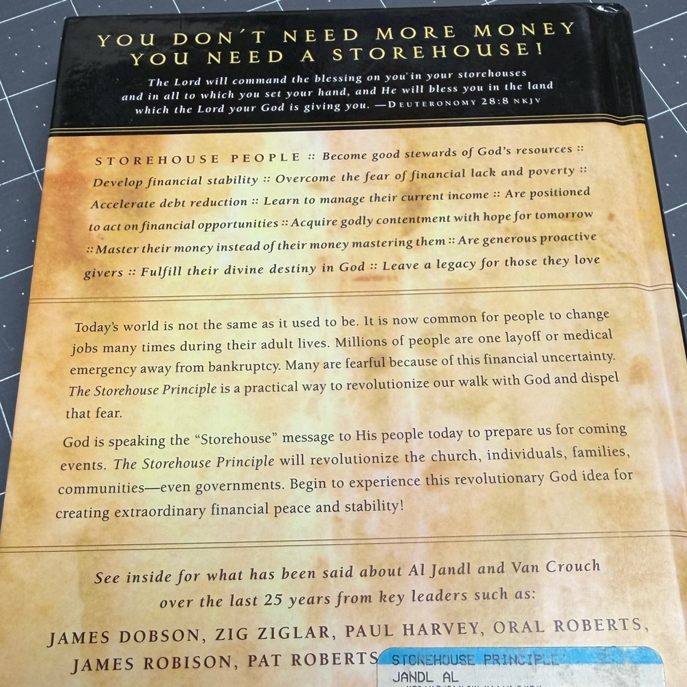 The Storehouse Principle by Al Jandl and Van Crouch - Brown and Black Cover - Picture 2 of 5